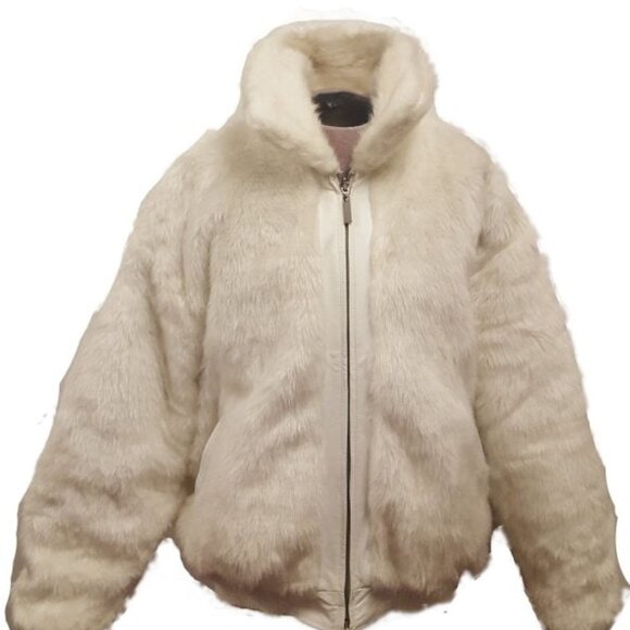 Men's White Reversible Leather Faux Fur Jacket1